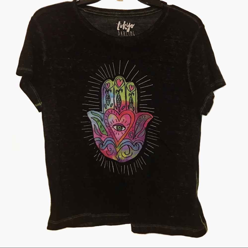 Colorful hand with eye shirt